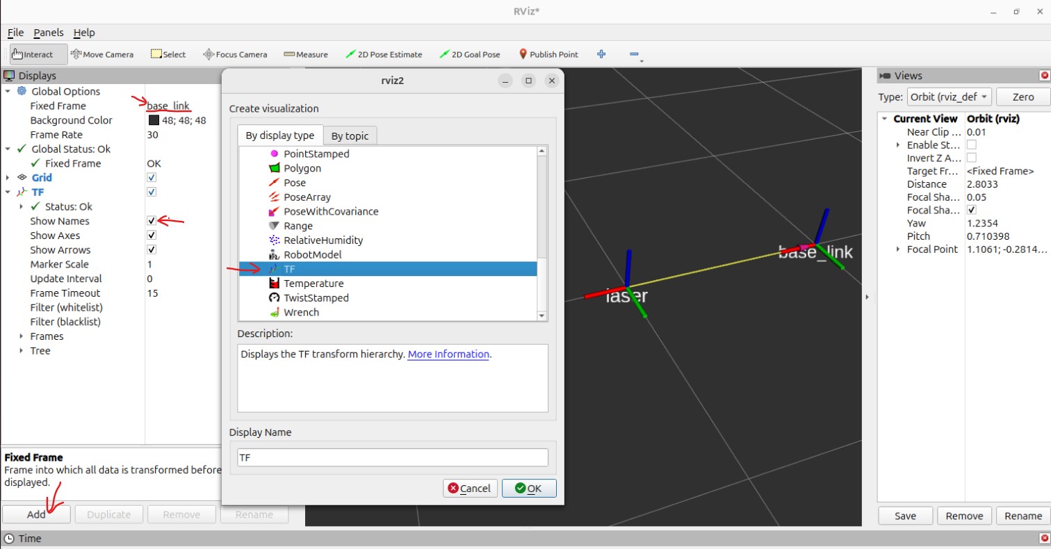 Rviz2中以图形化的方式显示坐标变换关系