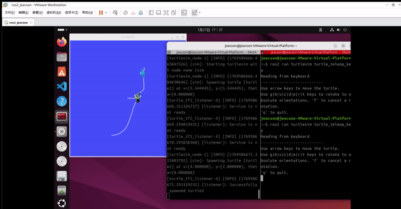 会跟随自控小海龟进行移动的小海龟